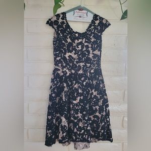 Black and beige/rose colored lace dress